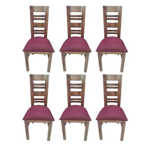 Koliat - Pack 6 Sillas Florencia Nogal Tapiz Burdeo