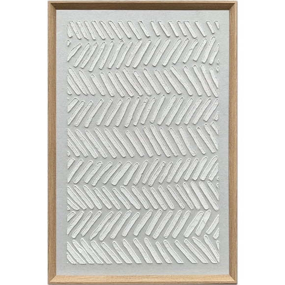 Cuadro Decorativo Abstracto Pintado a Mano Movimiento Blanco 60x90