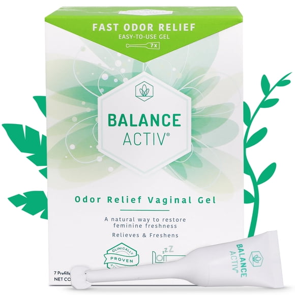 Gel vaginal Balance Activ Odor Relief con pH balanceado para mujeres, actúa de forma natural para aliviar rápidamente los olores desagradables y restaurar la frescura femenina