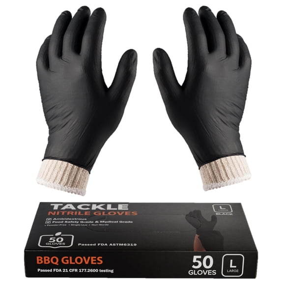 Forros de guantes de algodón Gloves Tackleit BBQ, 50 unidades de nitrilo desechables