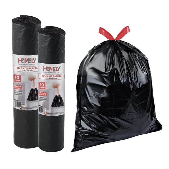Bolsas Basura 75x90cm Con Cordon 20u Homely 100l Resistente