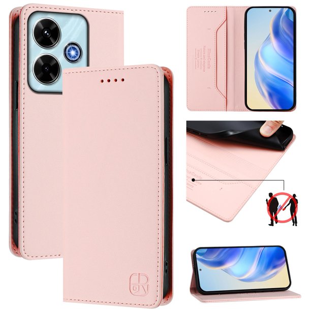 Funda Billetera con Soporte para Xiaomi Redmi 13 4G/5G Bloqueo RFID Plegable Rosa