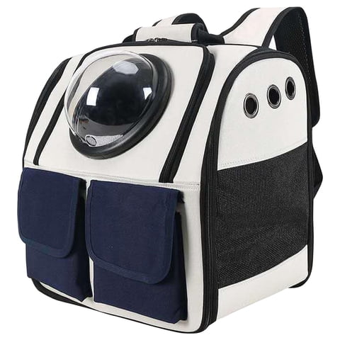 Ioensy - Pet Cat Carrier Mochila Ventilada Transpirable Cápsula Bandolera Malla Blanco
