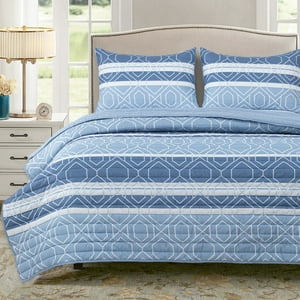 Dib - Quilt Reversible Estam 2P Rayas Azul