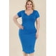thumbnail image 1 of Saronite Vestido Midi Básico Ajustado con Cuello Abierto y Manga Corta, Paracaidista (Talla Grande para Mujer), 1 of 5