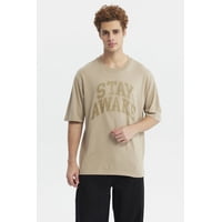 Fashionspark - Polera Hombre Oversize Estampada Beige Oscuro