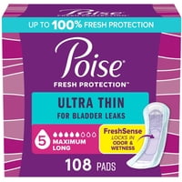 Almohadillas Para Incontinencia Poise, Ultrafinas, Con Capacidad De Absorción De 5 Gotas, 108 Unidades