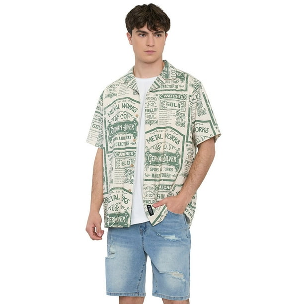 Guayabera Hombre Viscosa Lino Ecru Corona
