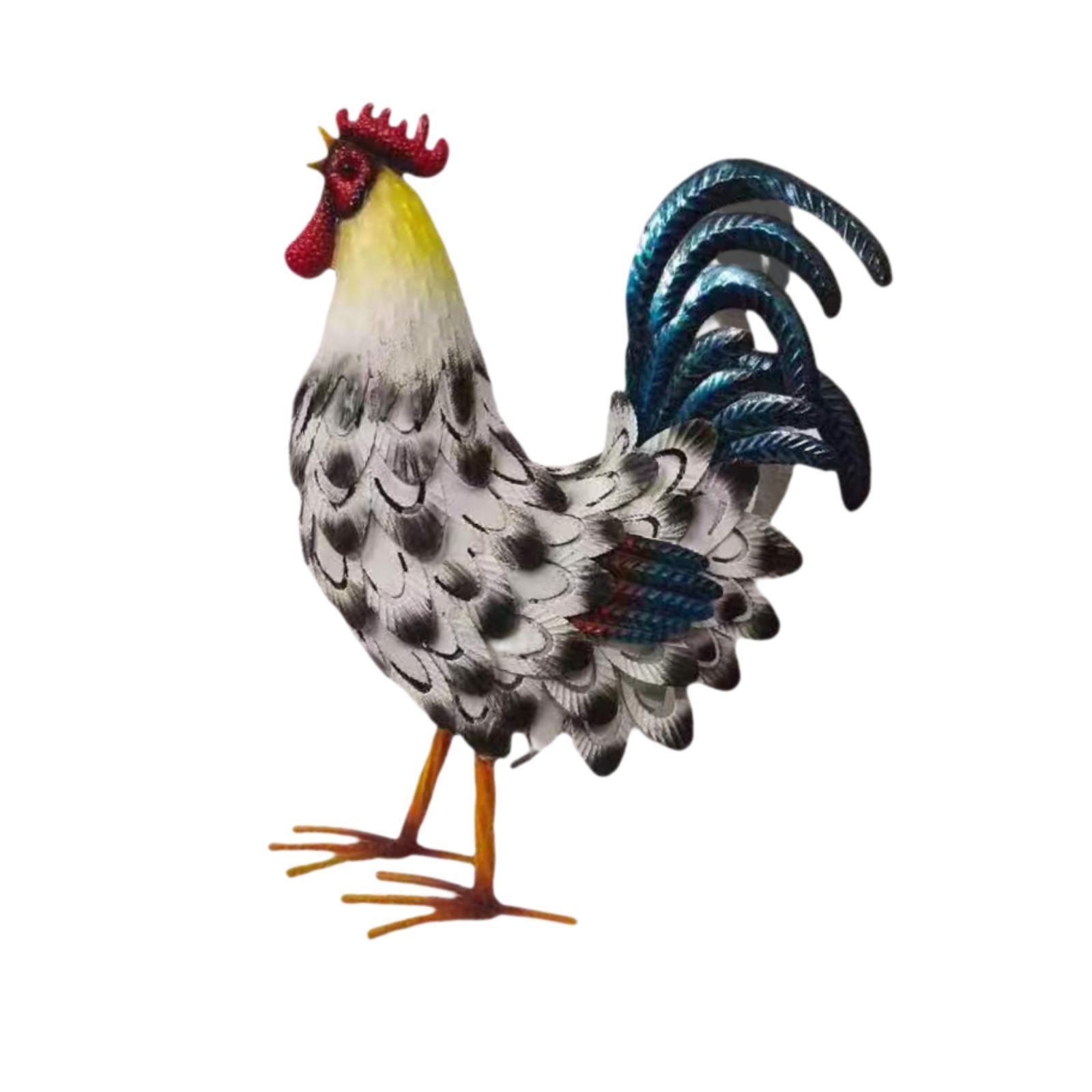Ioensy - Estatuilla De Patio De Pollo, Estatua De Jardín Al Aire Libre, Figura De Cerca, Decoración De Gallo De Metal