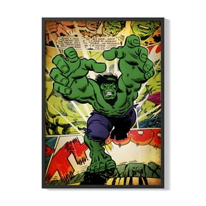 Creango - Cuadro Poster Enmarcado Hulk Marvel Comic Decorativo