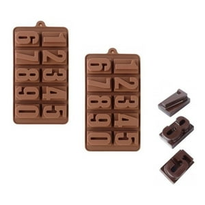 Genérico - Pack X2 Moldes Chocolate Moldes De Silicona Numeros 0 Al 9
