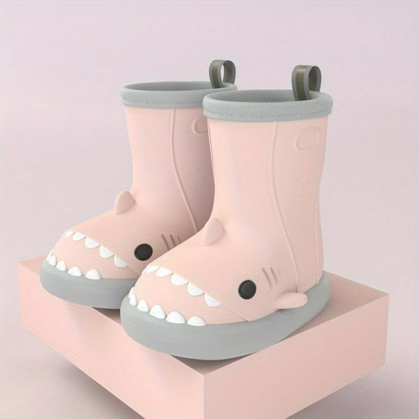Toddler Girl's Cartoon Shark EVA Rain Boots, Non-slip Wear-resistant Waterproof Rain Shoes For Outdoor