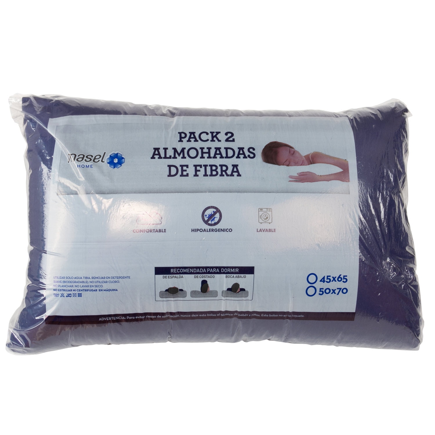 Masel - Set 2 Almohadas Premium Eco Colores 50x70azul