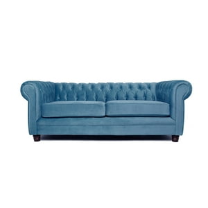 Barra Design - Sofá Chesterfield 3C Felpa Petroleo