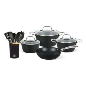 Pack Batería Copper 7Pz + Set 12 Utensilios Negro Simplit Negro