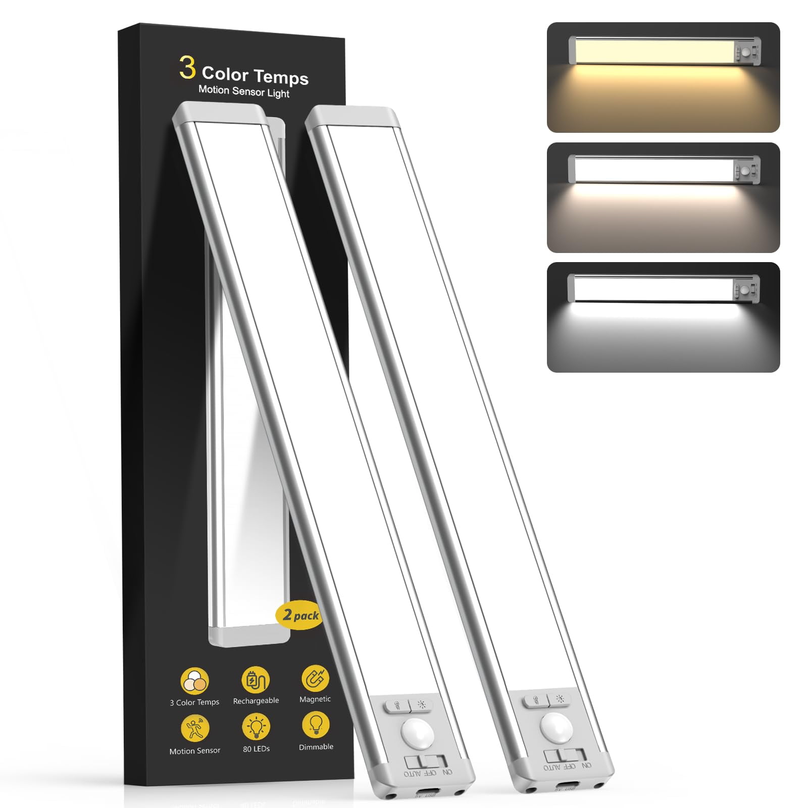 Lámpara Para Debajo Del Armario Mcgor, 10 Pulgadas, 3 Colores, Temperaturas, Paquete De 2