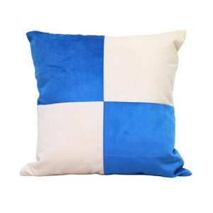 Máxima Design - Cojín Gabriela Azul Blanco Felpa 50X50 Cm