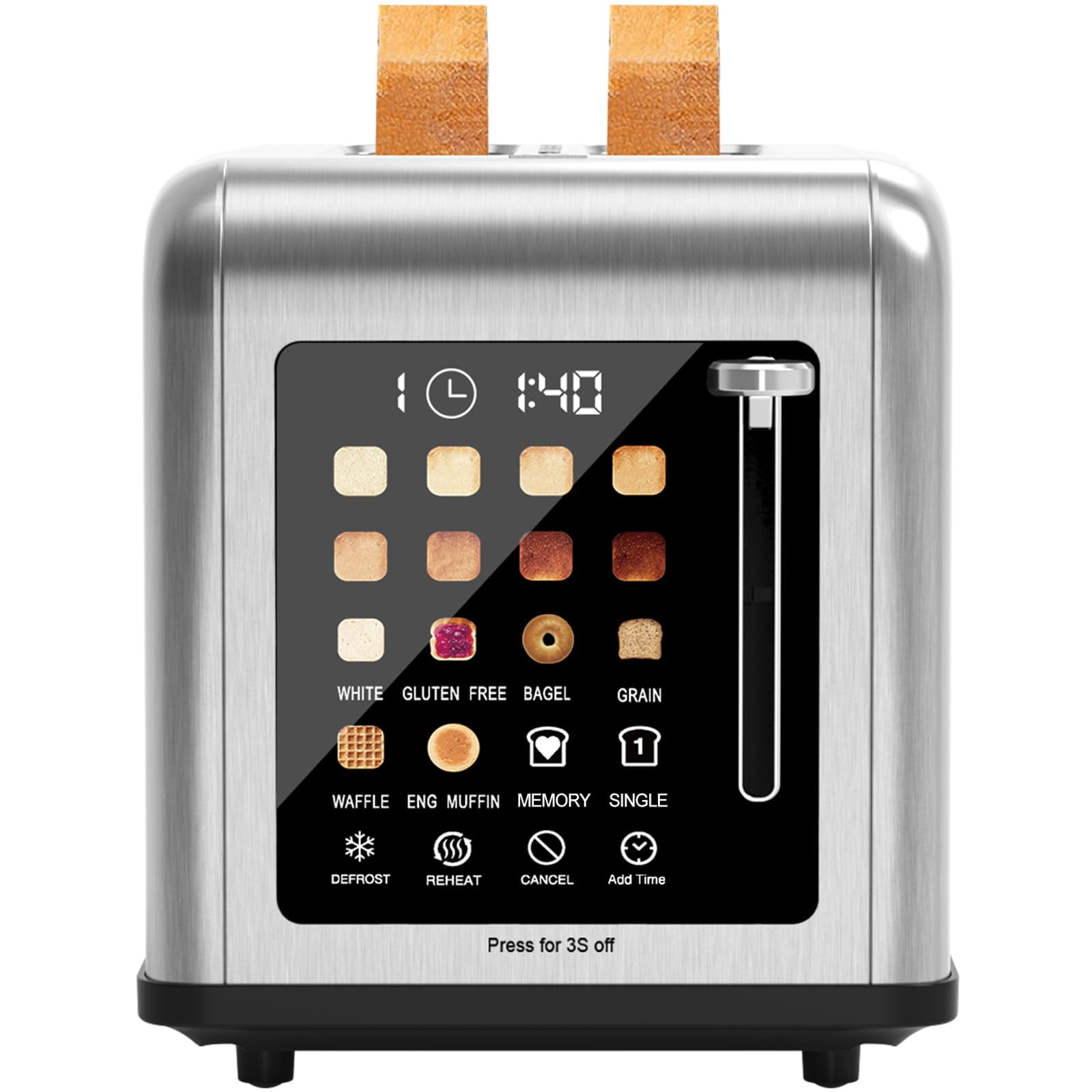 Toaster Clixane, Pantalla Táctil De 2 Cortes, Acero Inoxidable, 8 Pantallas