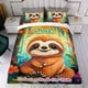 thumbnail image 4 of Perezoso Conjunto de sábanas temático, trío de piezas, cómodo y amigable con la piel, diseño único, regalo de decoración para el hogar para familiares, amigos y fans,173cm *218cm, 4 of 6