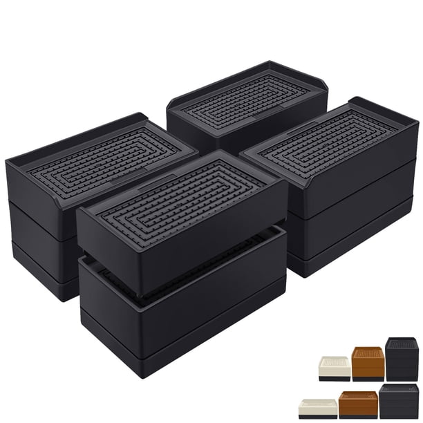 Elevadores De Cama Rectangulares De 7 6 Cm Resistentes Paquete De 4 Unidades Color Negro