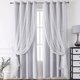 thumbnail image 1 of suxuMhao Cortinas de Estrellas Huecas con Gasa, 2 Piezas 52x72in, Cortinas para Sala/dormitorio, Cortina Transparente Perforada Opaca, Gris Blanco + Blanco, Poliéster y Encaje, 1 of 5