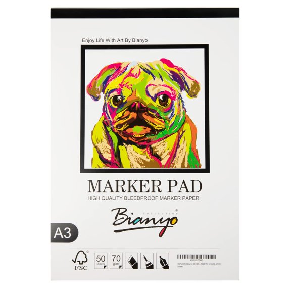 Rotulador Bianyo XL, a prueba de sangrado, tamaño A3, 70 g/m², 50 hojas