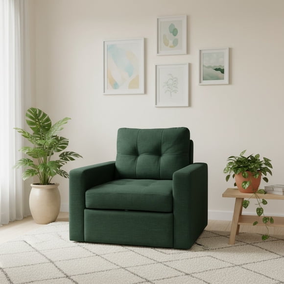 SOFA CAMA MILÁN UN CUERPO EN LINO VERDE