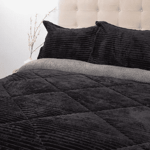 Genérico - Cubrecama Doral 1.5 Plaza Sherpa Color Negro