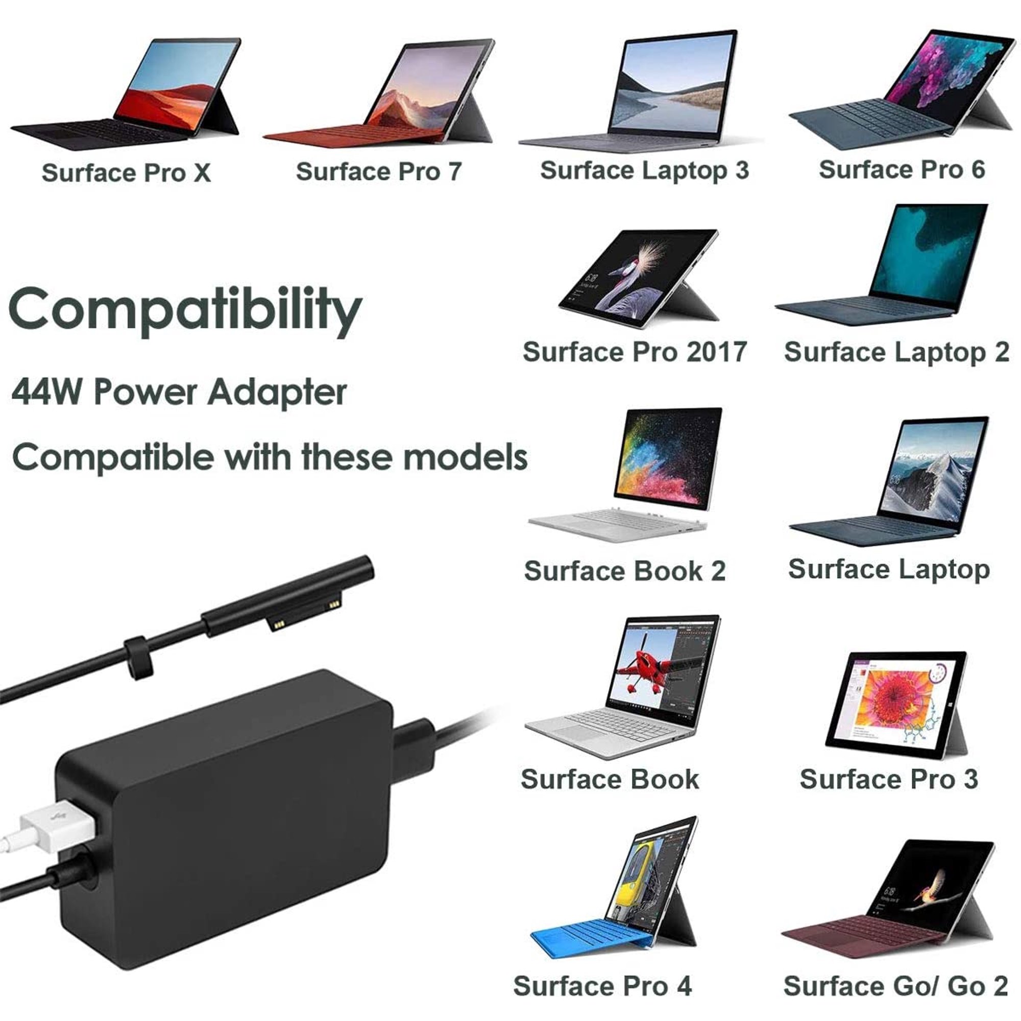 Ptioatns - Cargador De Surface Pro 4 Pro 6, Cargador De Adaptador De Ca De Fuente