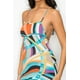 thumbnail image 4 of Saronite Vestido Midi Ajustado con Tirantes Finos, Espalda Cruzada y Estampado de Mármol, Muy Elástico, en Azul Multicolor (para Mujer), 4 of 5