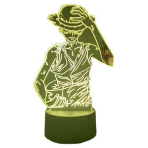 Lelumania - Lampara Ilusion 3D Luffy De 7 Colores, Base Touch