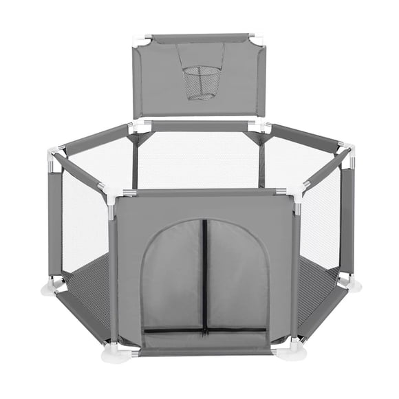 Corral Bebe Hexagonal Con Aro De Basketball Gris