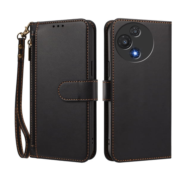 Funda Tipo Billetera para TCL 60 5G con Soporte y Bolsillo con Cierre Negro