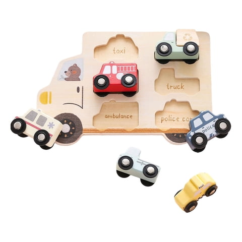 Magideal - Rompecabezas De Vehículos De Madera Rompecabezas De Formas De Madera Rompecabezas De Vehículos De Motricidad Fina Juguetes Montessori Para Niños Bebés
