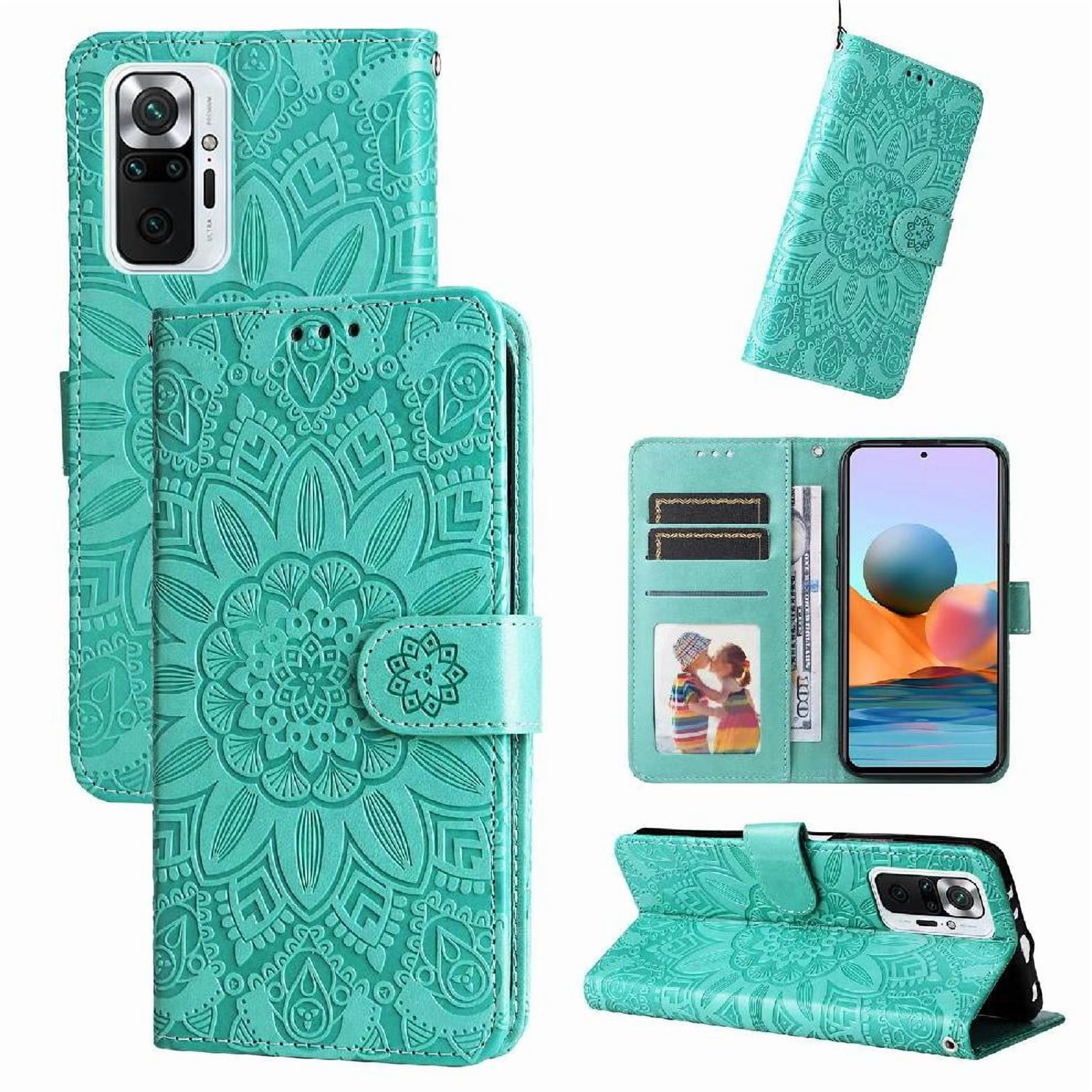 Funda Tipo Cartera Foxdock Para Xiaomi Note 10 Pro 4g , Diseño Girasol En Relieve, Cuero Pu, Cierre Magnético, Soporte Y Tarjetero