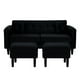 thumbnail image 1 of Sofa New Retro 3c + 2 Pouf Felpa 00 Negro, 1 of 6
