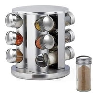 Genérico - Rack Condimentero Giratorio Plateado 12 Piezas Especiero