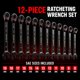 thumbnail image 2 of Juego de llaves de carraca reversibles ironcube 8‑19 mm 12 piezas negro con bolsa, 2 of 7