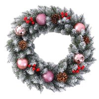 Magideal - Corona Navideña Artificial, Corona Navideña Falsa, Decoración Del Hogar, Guirnalda Navideña Para Comedor, Porche, Festival. Rosa