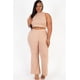 thumbnail image 1 of Conjunto de Top Corto con Cuello Alto y Pantalones Acampanados de Canalé de Talla Grande, 1 of 5