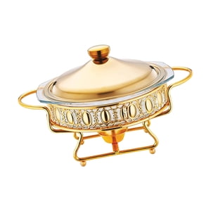 Bothyi - Olla Calentadora De Comida Para Buffet, Plato De Frotamiento De 2L, Juego De Buffet Para Fiestas Navideñas, Catering, Dorado