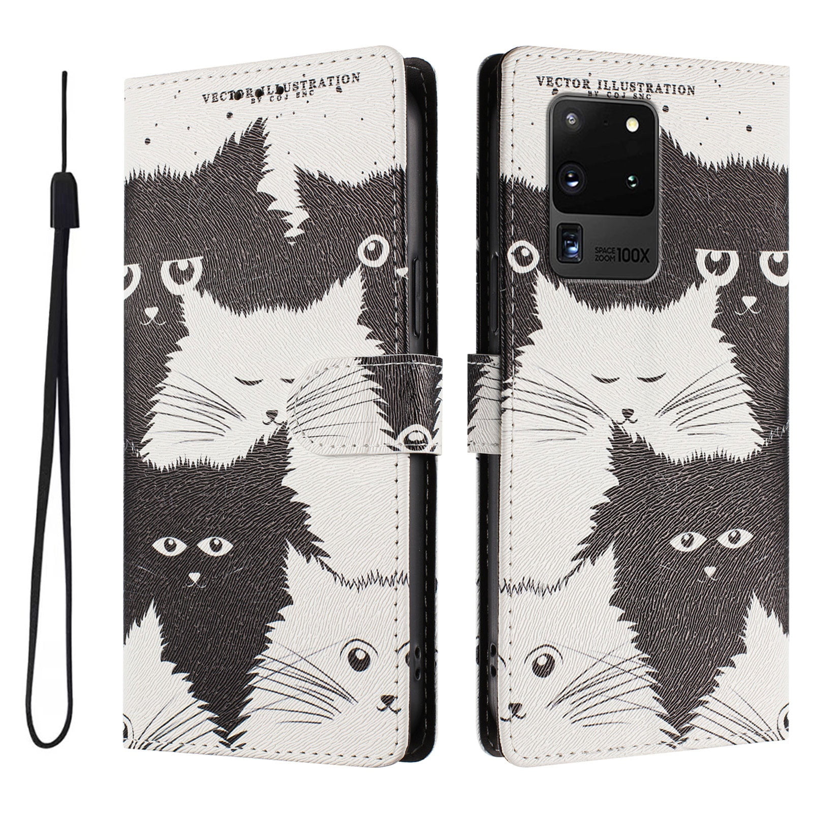 Foxdock Funda Tipo Cartera Para Samsung Galaxy S20 Ultra Con Soporte Y Correa – Diseño De Patrones Lindos