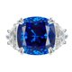thumbnail image 1 of Anillos de Compromiso de Corte Cojín de 13 X 13 Mm para Mujer Anillos Azules Anillo de Diamante Simulado de 3 Piedras CZ Anillos de Plata Esterlina S925 Joyería Fina para Aniversario Cumpleaños, 1 of 7