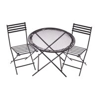 Magideal - Juego De Mesa Y Sillas En Miniatura Para Casa De Muñecas, Adornos De Jardín De Hadas, Muebles De Café/Té En Miniatura A Escala 1:12 De Metal Para Casa Negro