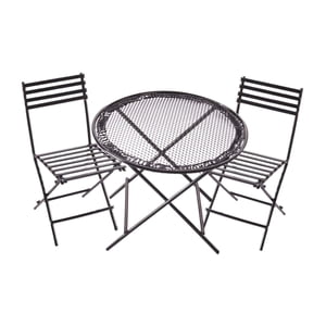 Magideal - Juego De Mesa Y Sillas En Miniatura Para Casa De Muñecas, Adornos De Jardín De Hadas, Muebles De Café/Té En Miniatura A Escala 1:12 De Metal Para Casa Negro