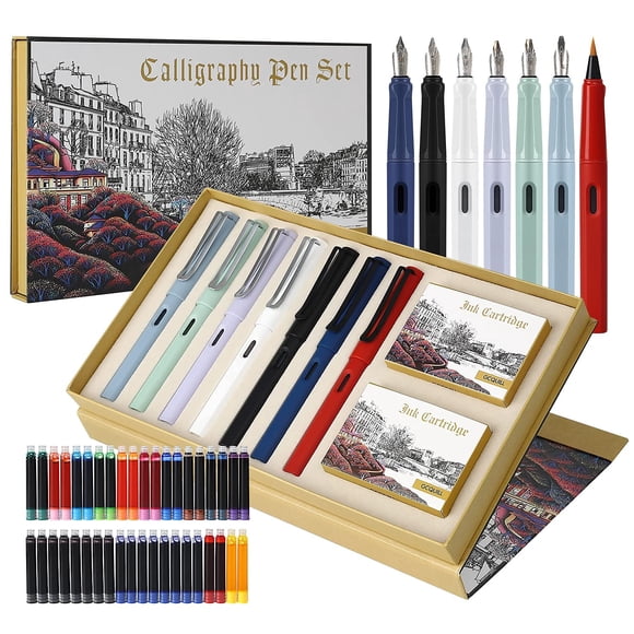 Set de Plumas Estilográficas GC QUILL 7 Puntas 40 Cartuchos