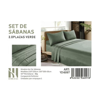 Tecnocasa - Set De Sabanas 2.0 Plazas 150 Hilos Color Verde 2 Funda De Almohada
