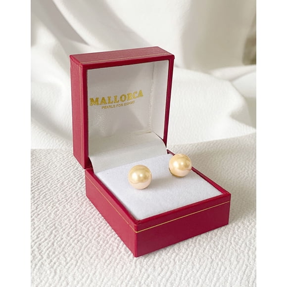 Aros De Perla Clasico Base Enchapada En Oro 18k 10mm