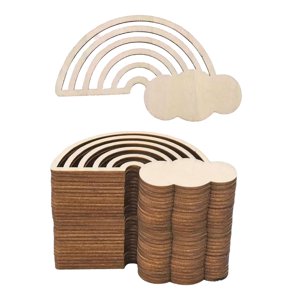 Magideal - 30 Piezas De Adornos De Madera De Arcoíris, Rodajas De Madera Para Álbumes De Recortes, Perchas, Proyectos De Bricolaje, Letreros, Decoración De Bodas