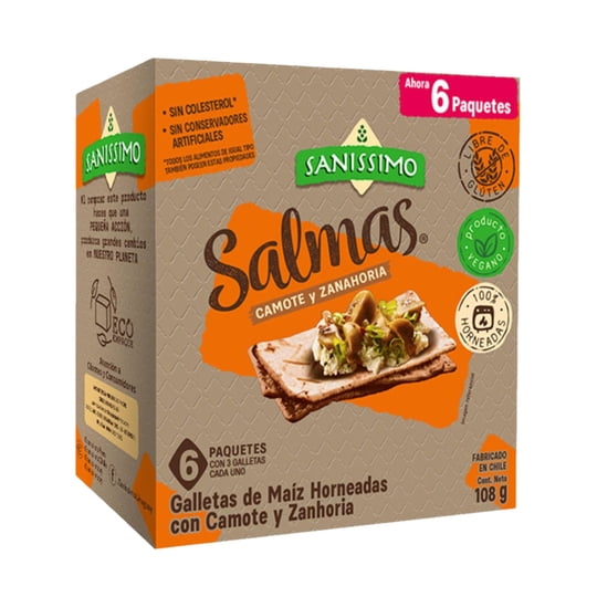 Galletas De Maíz Salmas Camote Zanahoria 6 Personas 108 g Sanissimo